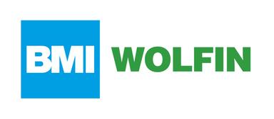 Logo der Marken BMI und Wolfin in Blau und Grün, mit dem Namen BMI links und Wolfin rechts.